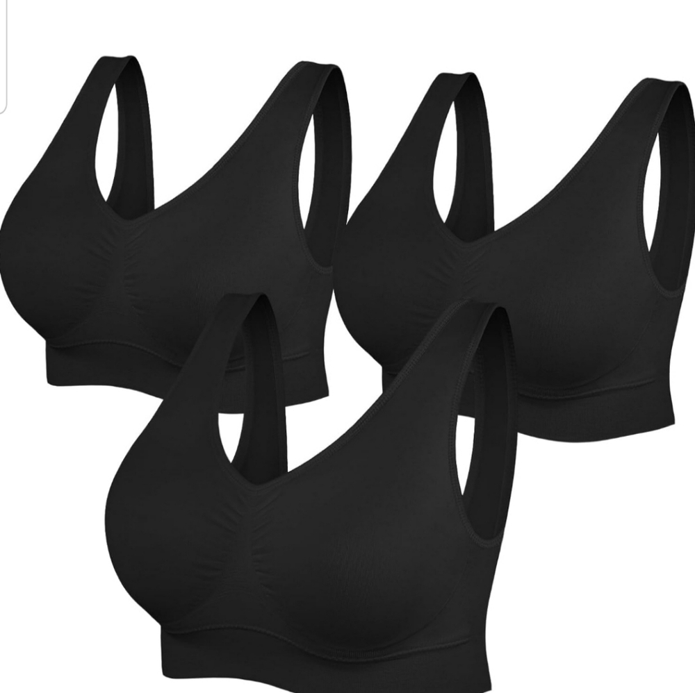 Womens Sports Bras, Yoga Comfort Seamless Stretchy Sports Bra for Women 3 Pack
